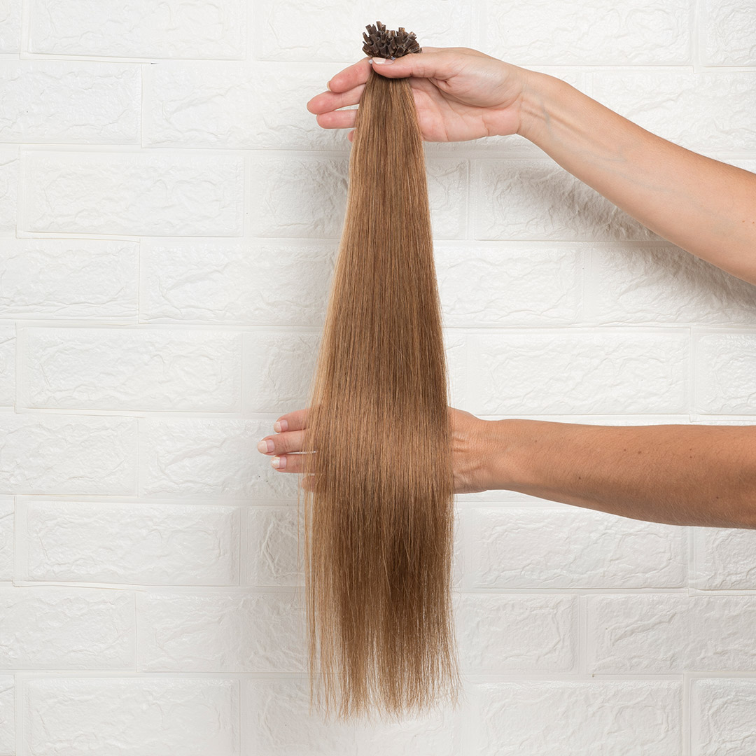 Hair Extensions U-Tip Ίσια 55 εκατοστά Καστανό Φυσικό Πολύ Ανοιχτό