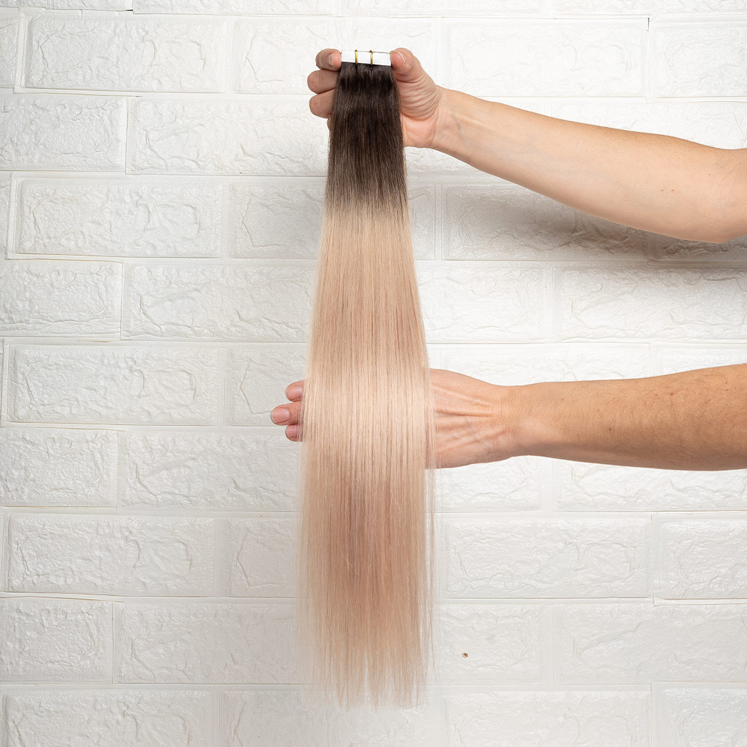 Hair Extensions Tape Ίσια Remy 8A 53 εκατοστά Balayage Καστανό Πολύ Σκούρο Ξανθό Φυσικό