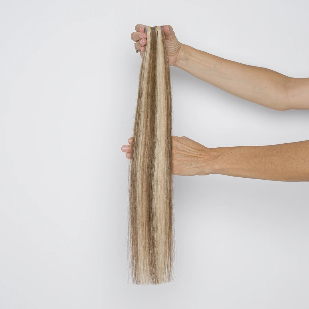 Hair Extensions Tape Ίσια Remy 9A 53 Εκατοστά Καστανό Ξανθό Σκούρο Ψυχρό