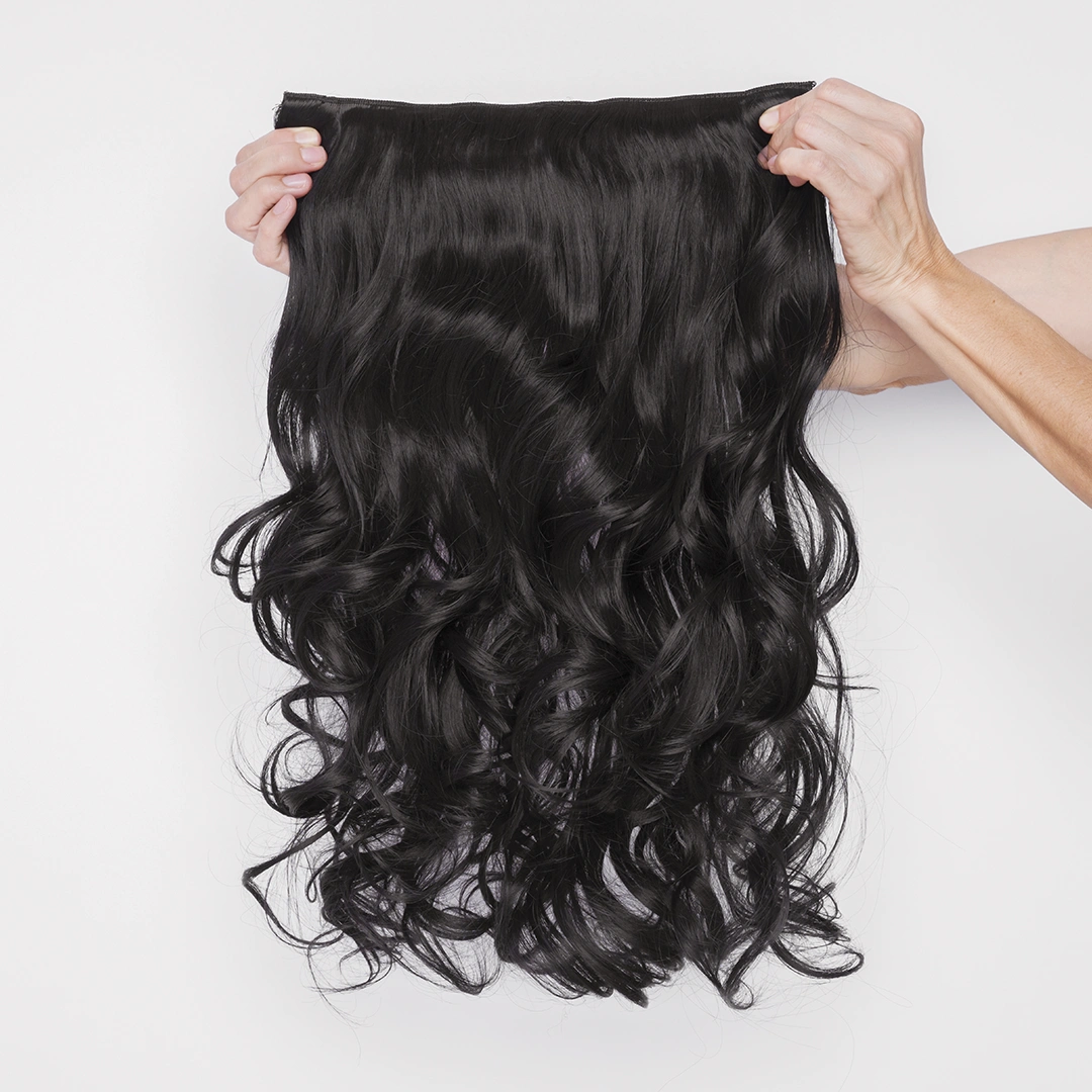 Τρέσα Συνθετική Σπαστή – Clip In – 61εκ. (24″) – Off Black